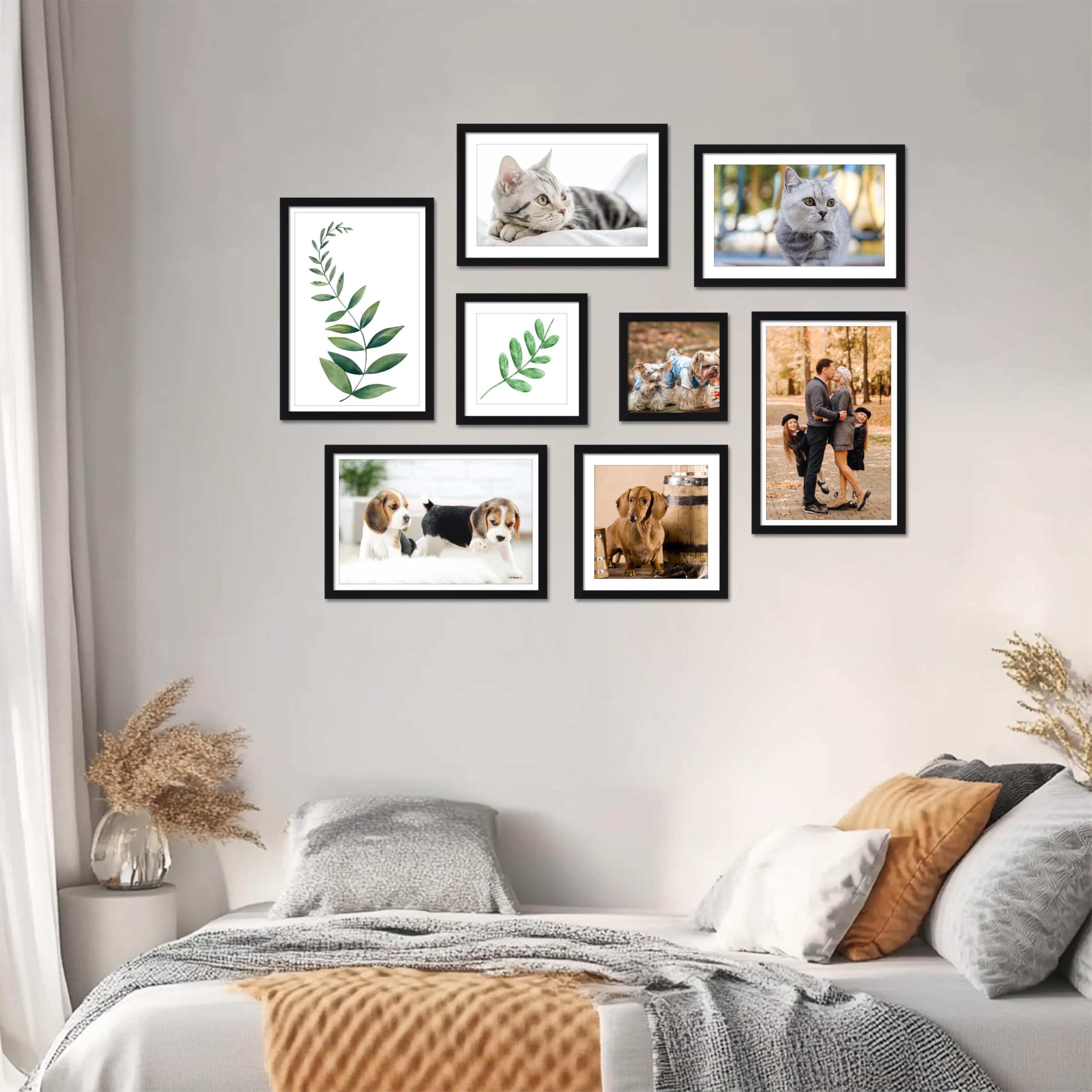 CORE ART 12x12 Picture Frame Set of 4, Display Pictures 10x10 with Mat or 12 x 12 without Mat, Multi Photo Frames Collage for Wa
